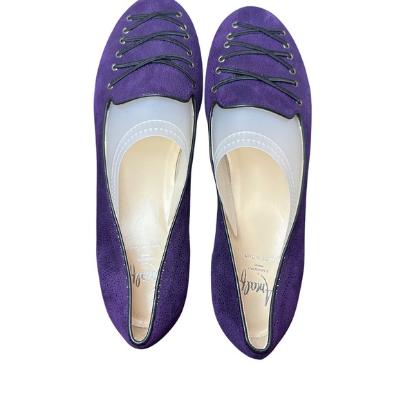Amalfi by Rangoni Purple Textured Leather Lace Loafers Flats Womens 8 Italy - Picture 3 of 10